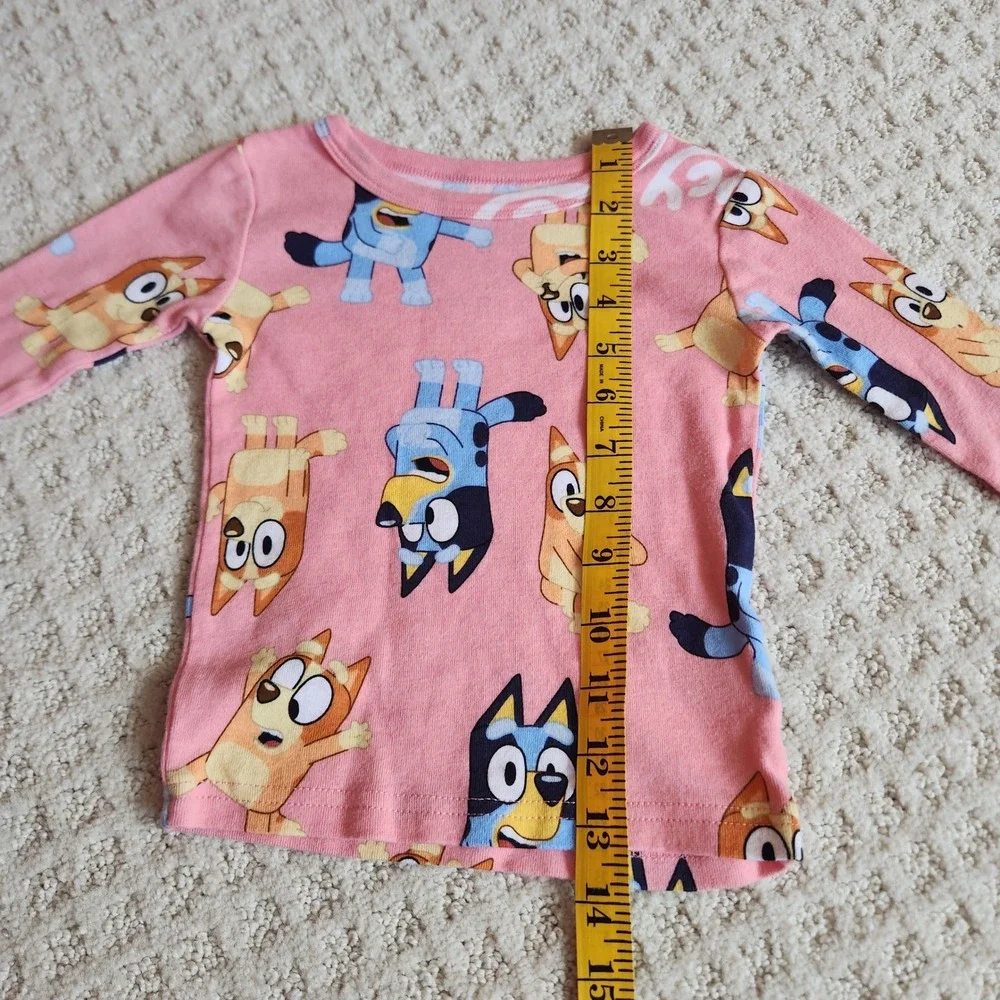 Bluey Bingo Pink Long Sleeve Pajama Top Kids‎ Size 4 Snug Fit Cotton PJ Shirt